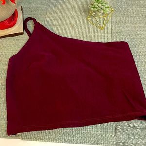 #16 One Shoulder Maroon Crop Top😍